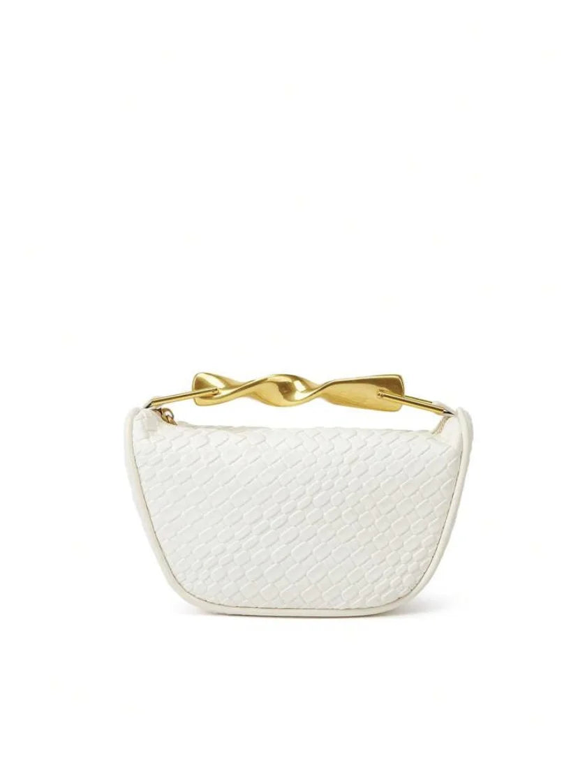 Half-Moon Bucket Woven Straw Handbag