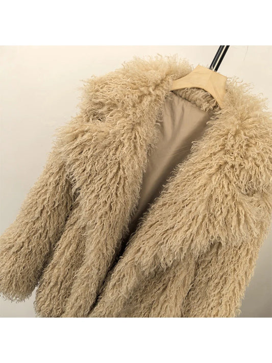 Faux Fur Jacket Long Sleeve Fluffy Coat