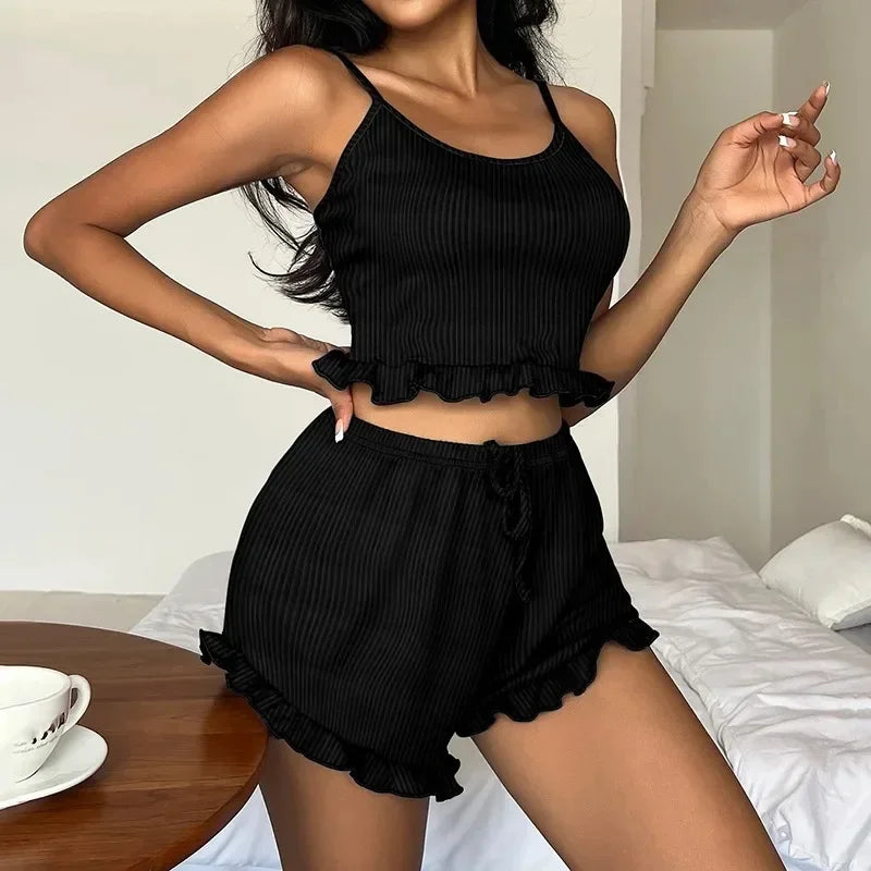 Women's 2 Suspenders Homewear Soft Pajamas