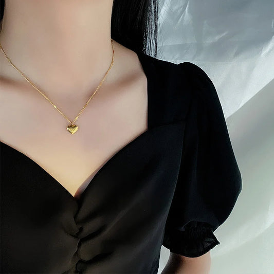 1pcs Golden Heart Stainless Steel Necklace