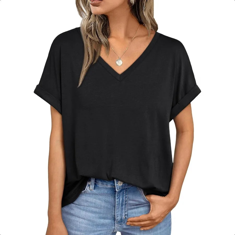 V Neck Tshirts Loose Fit