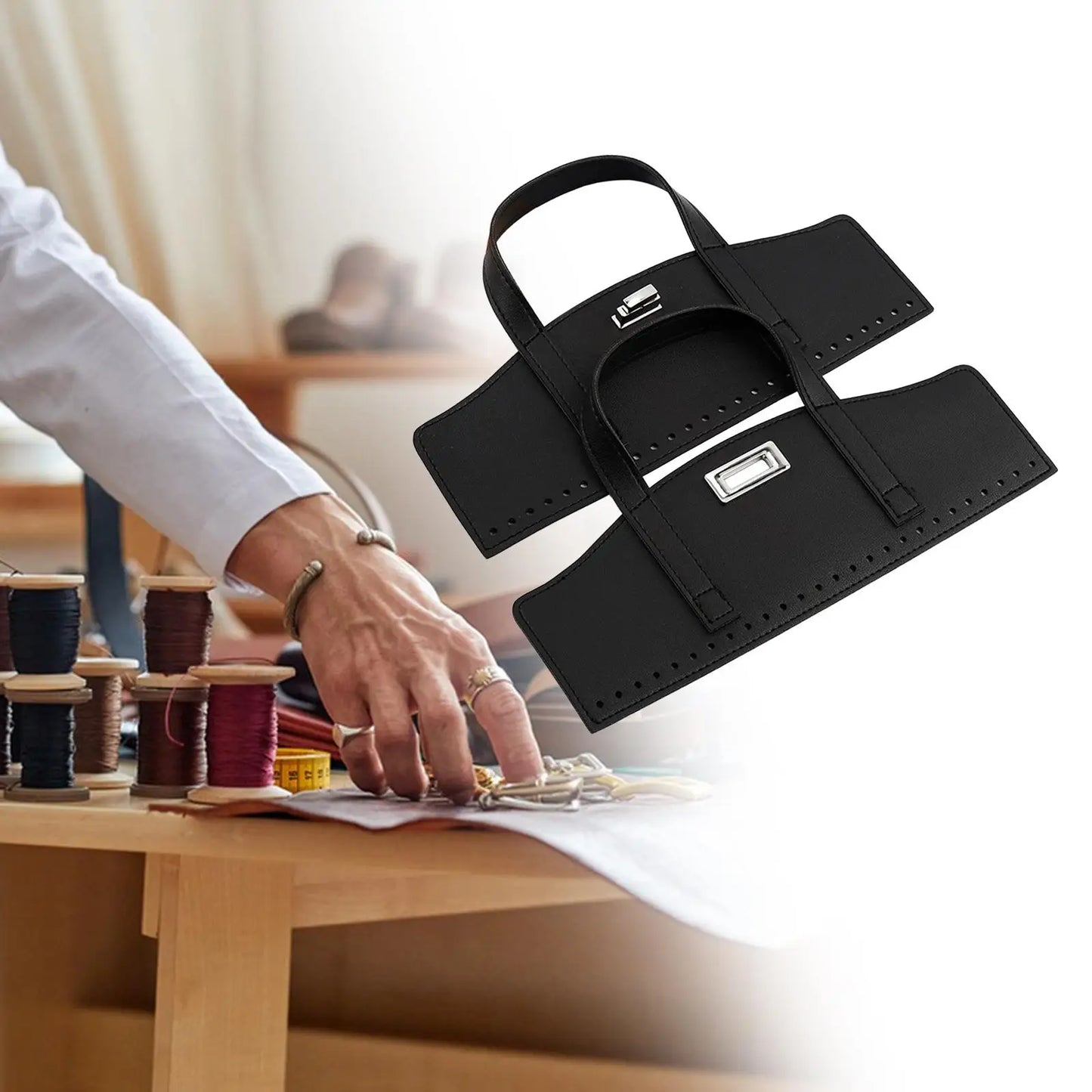 Leather Bag Straps with Clasp for Making Purse
