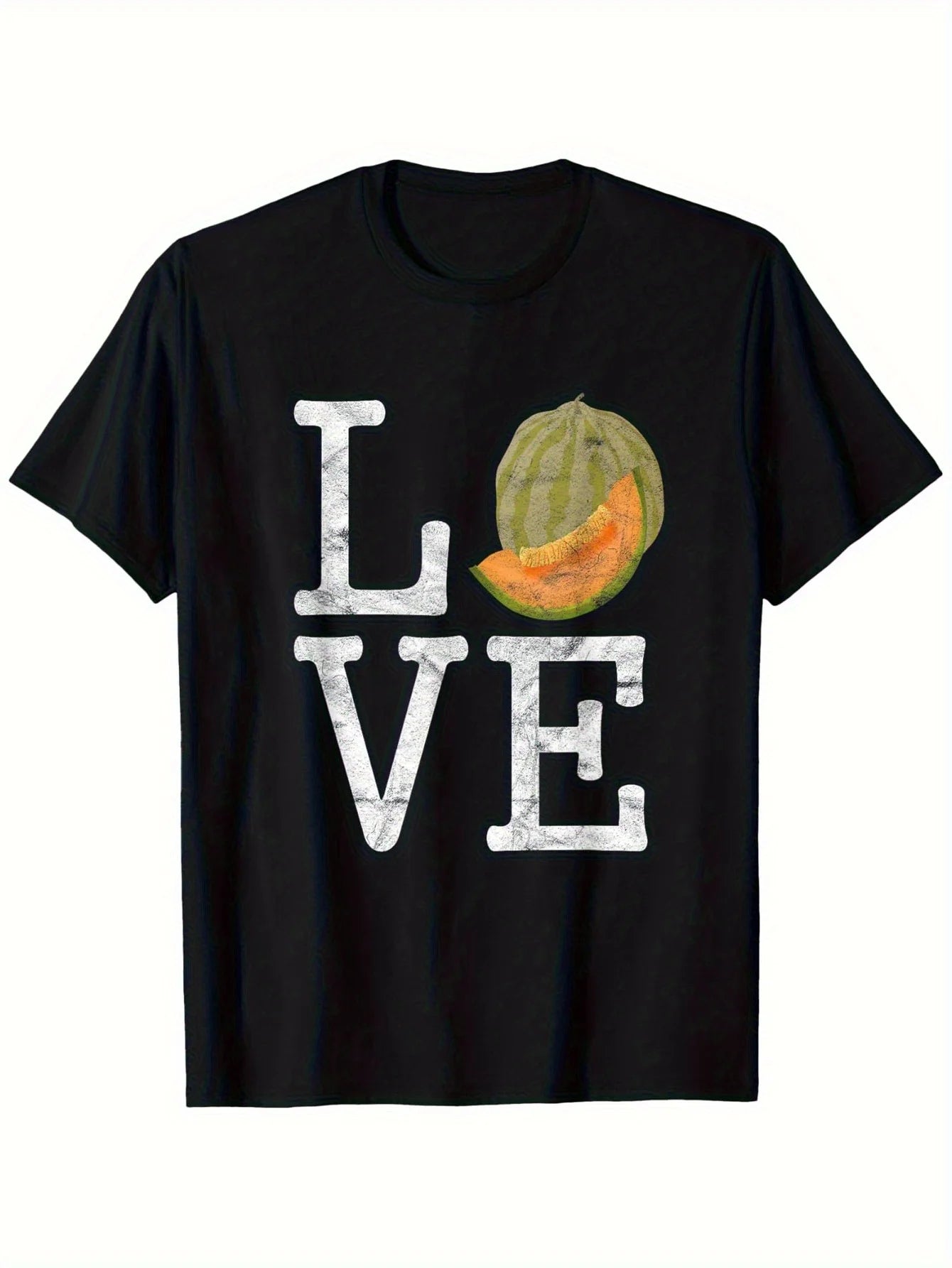 LOVE Watermelon Pattern Pure Cotton Black T-Shirt