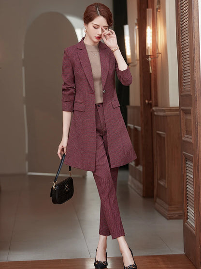 2 Piece Suit  Yellow Gray Red Plaid