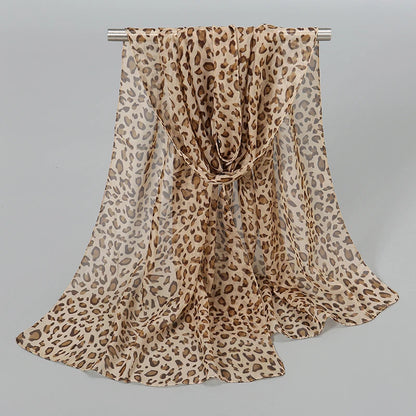 Leopard Print Chiffon Scarf Shawl