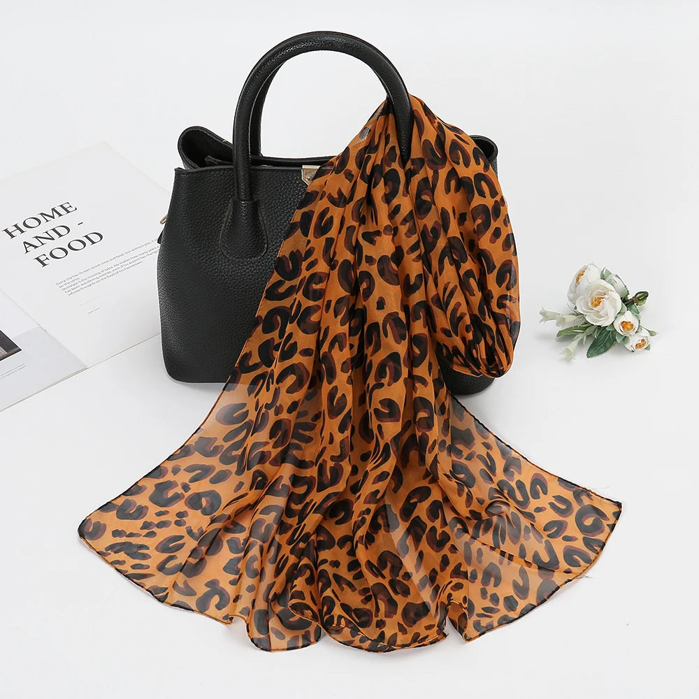 Leopard Print Chiffon Scarf Shawl
