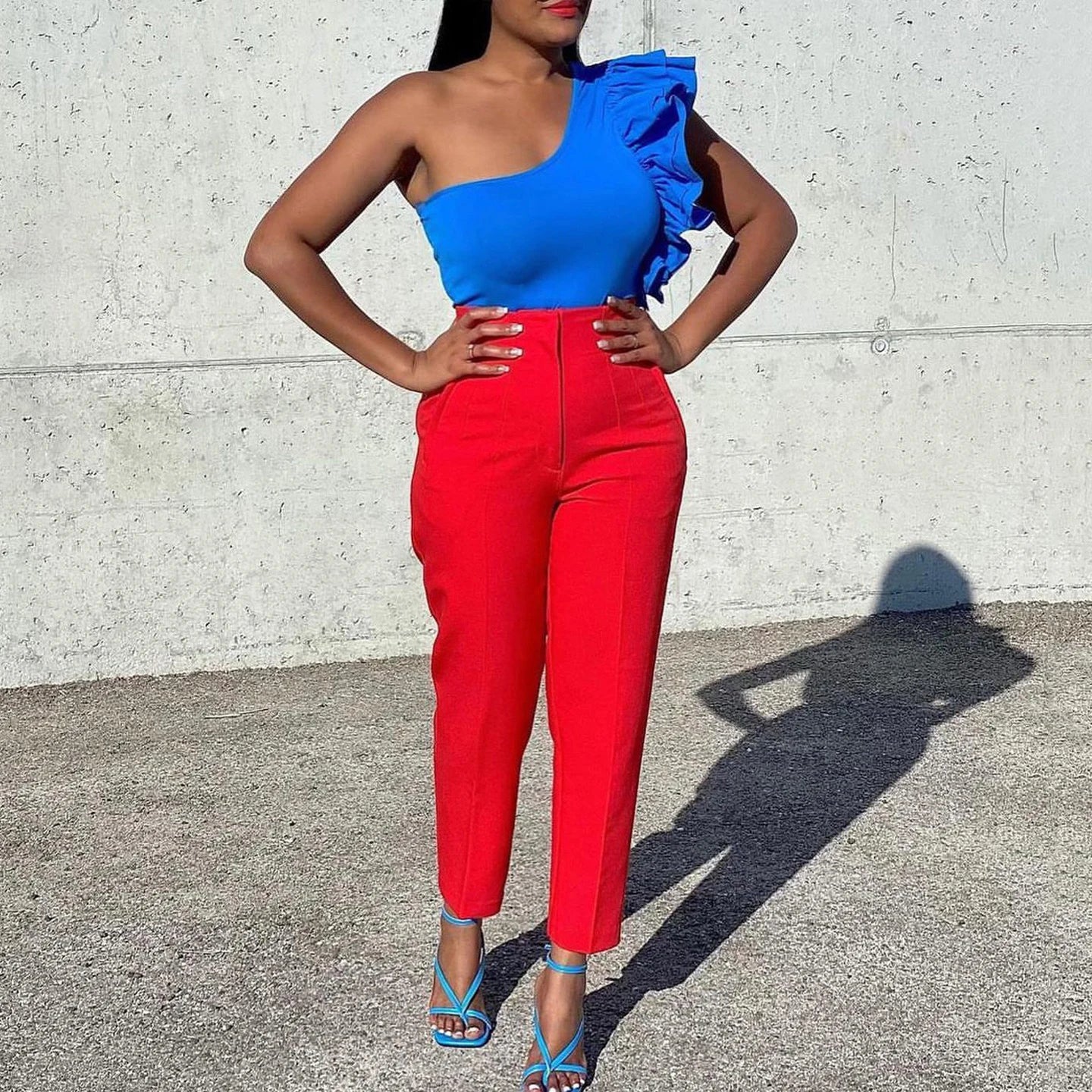 Elegant High Waisted Straight Ankle Length