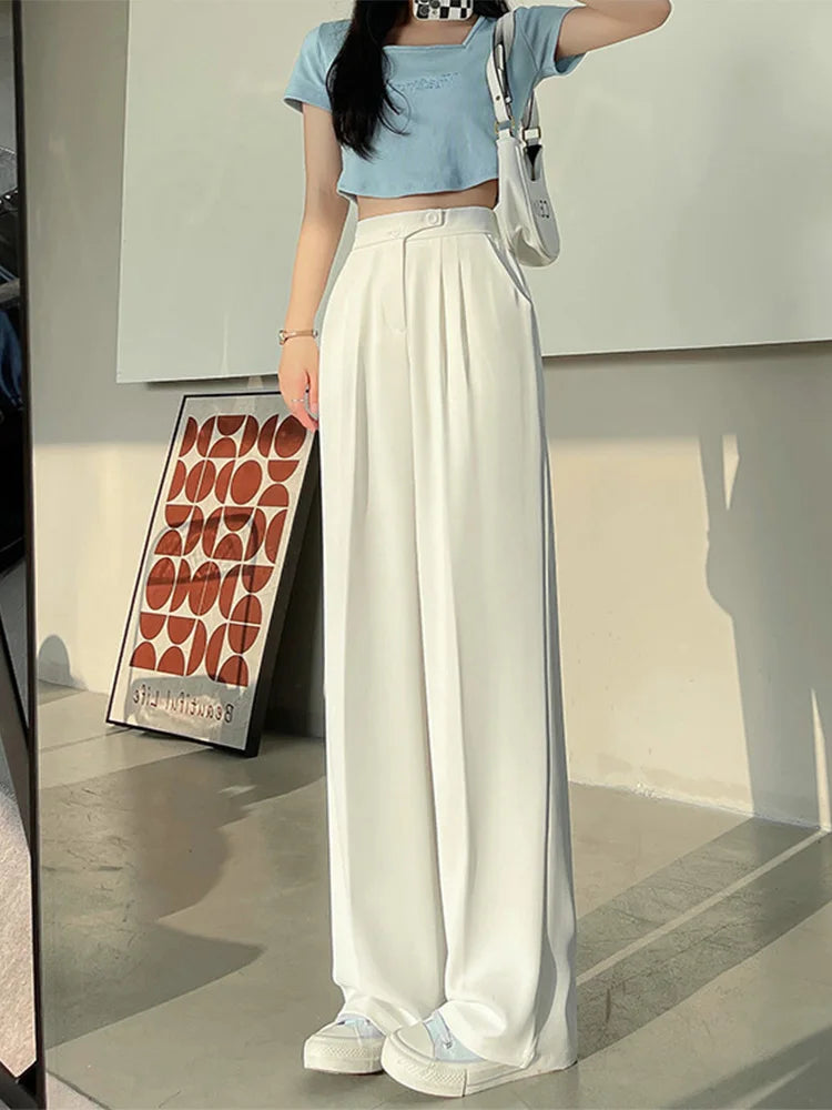 Wide Office Trousers  High Waist