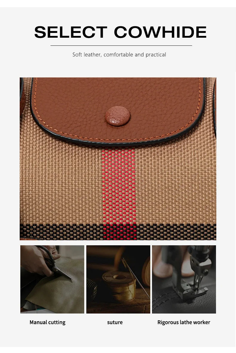 Exquisite women's bag canvas and leather