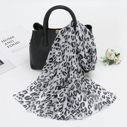 Leopard Print Chiffon Scarf Shawl