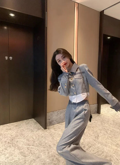 Grey  Top and Pant Sets  2 Pieces Professional