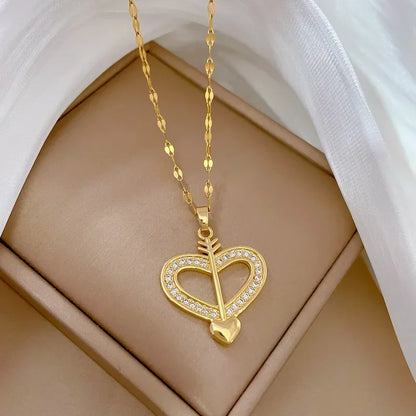 Stainless Steel Zirconia Gold Color Necklace