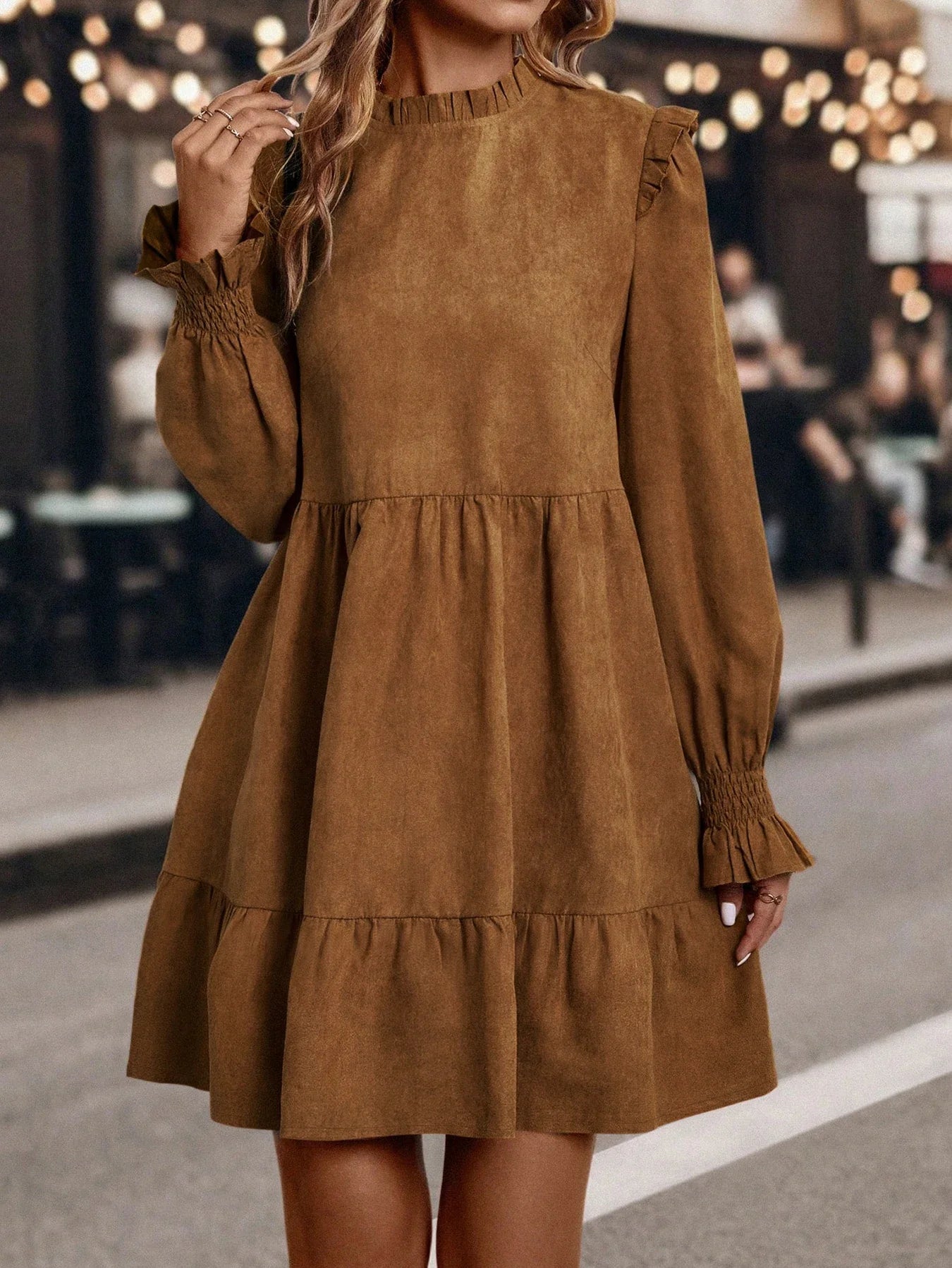 Autumn elegant, long-sleeved dress