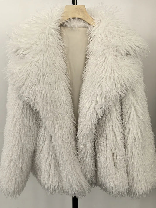 Faux Fur Jacket Long Sleeve Fluffy Coat