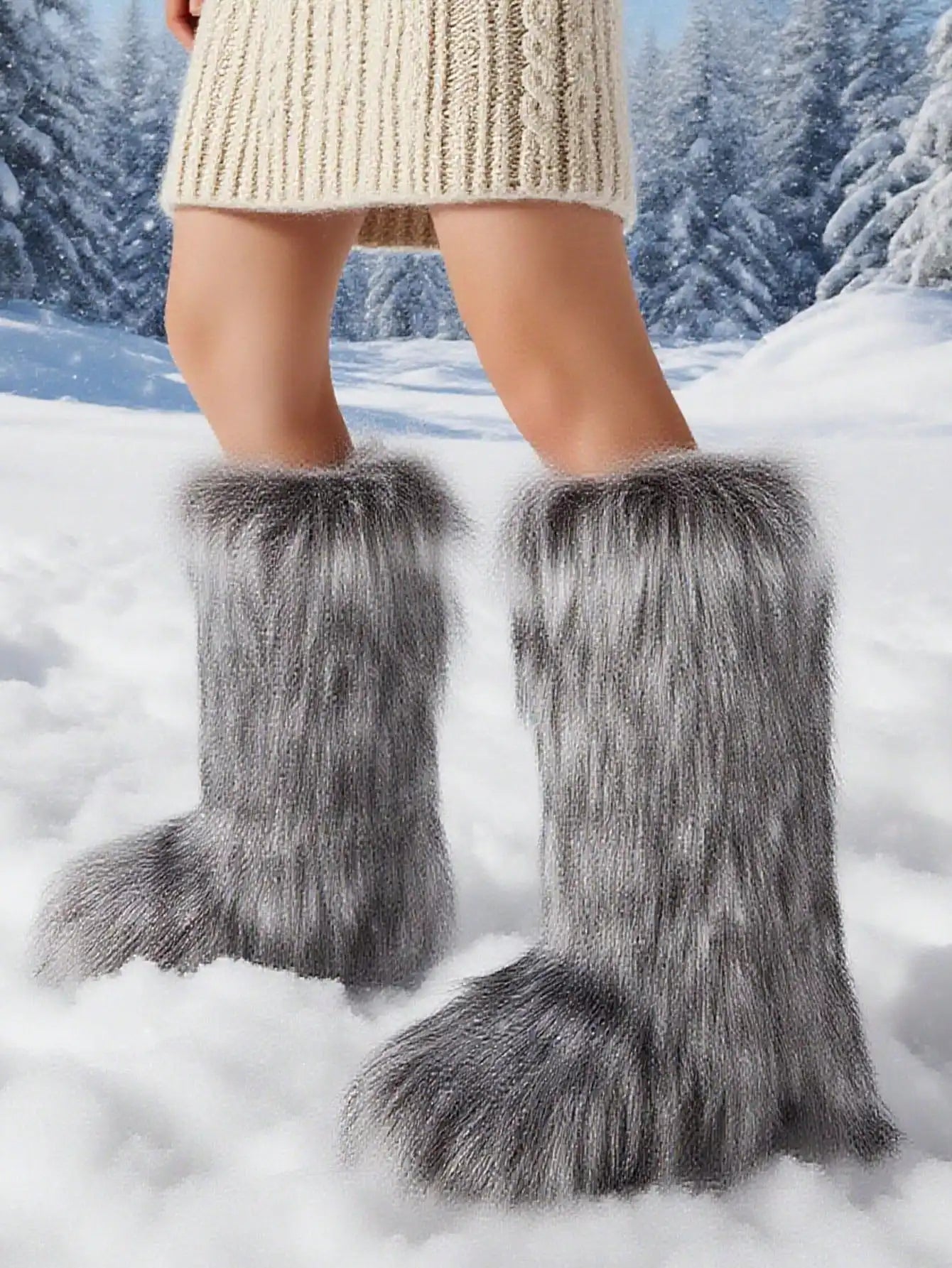 Furry Knee-High Luxury Winter Boots
