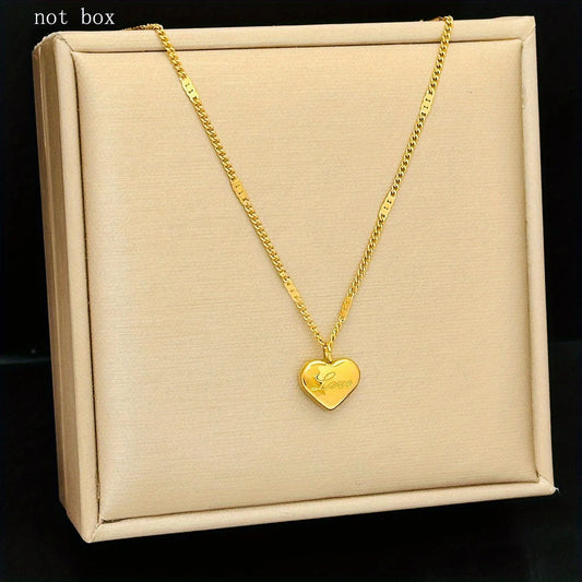 1pcs Golden Heart Stainless Steel Necklace