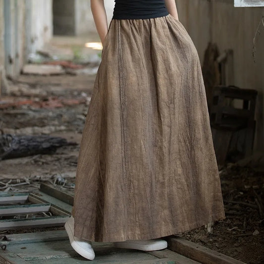 A-Line Skirt Elastic Waist Pockets