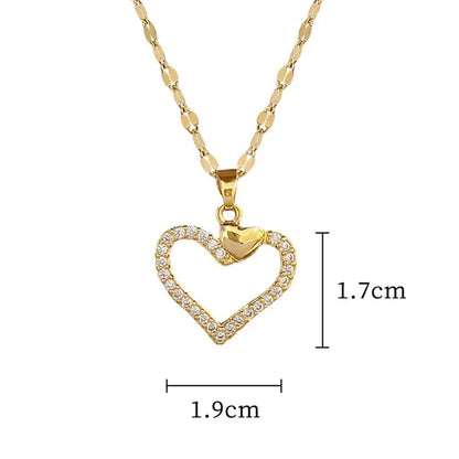 Stainless Steel Zirconia Gold Color Necklace