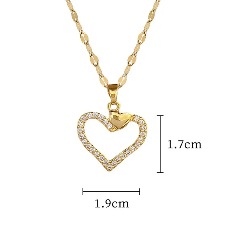 Stainless Steel Zirconia Gold Color Necklace