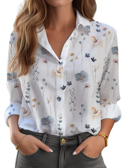 Plus Size Loose Long Sleeve Shirt Elegant