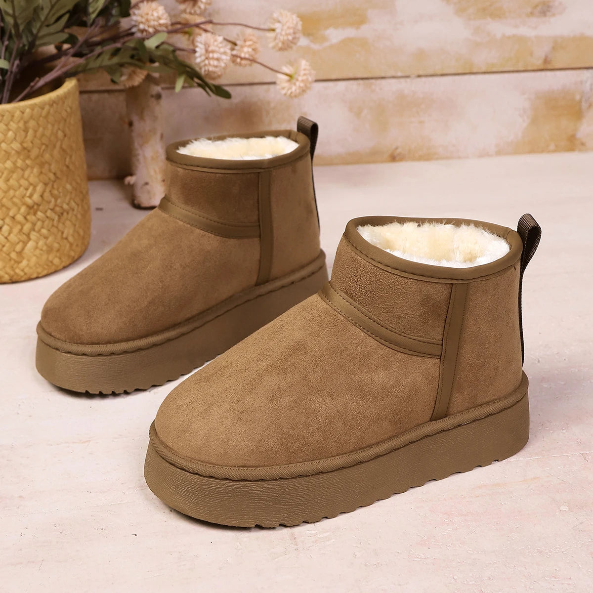 Real Sheepskin Wool Low-cut Warm Ladies Boots