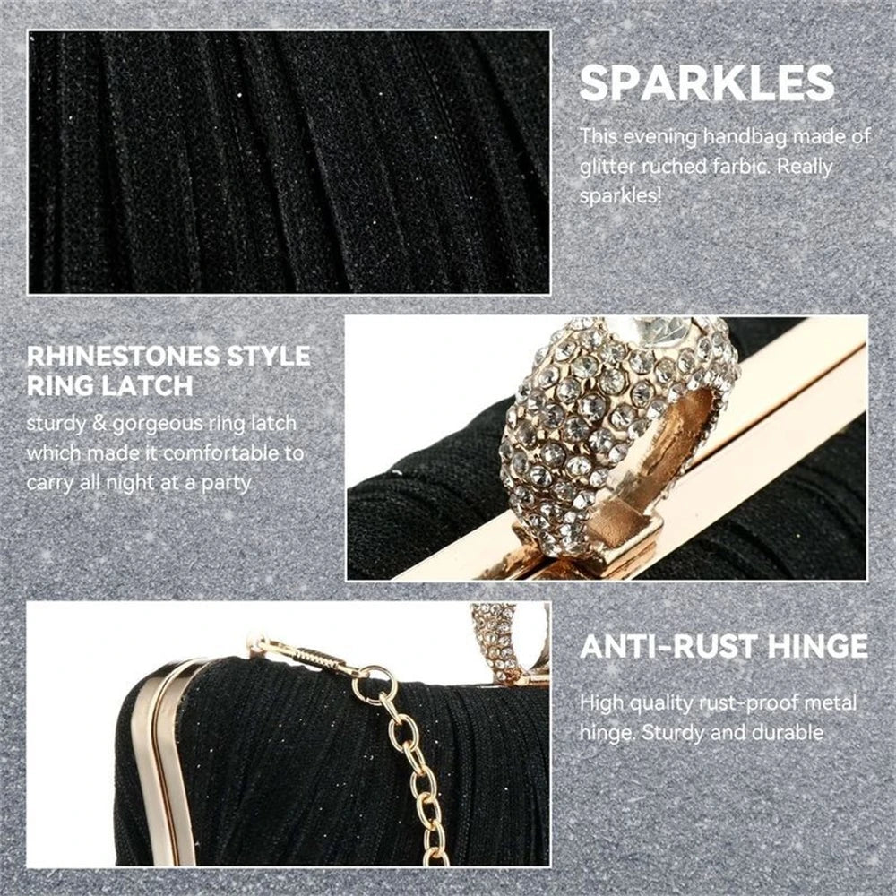 Gold Glitter Clutch Evening Purse