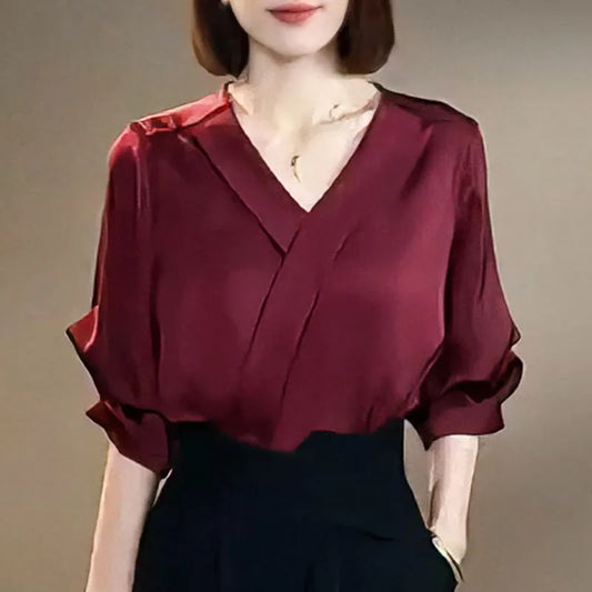 Women's Blouse V-neck Shirt