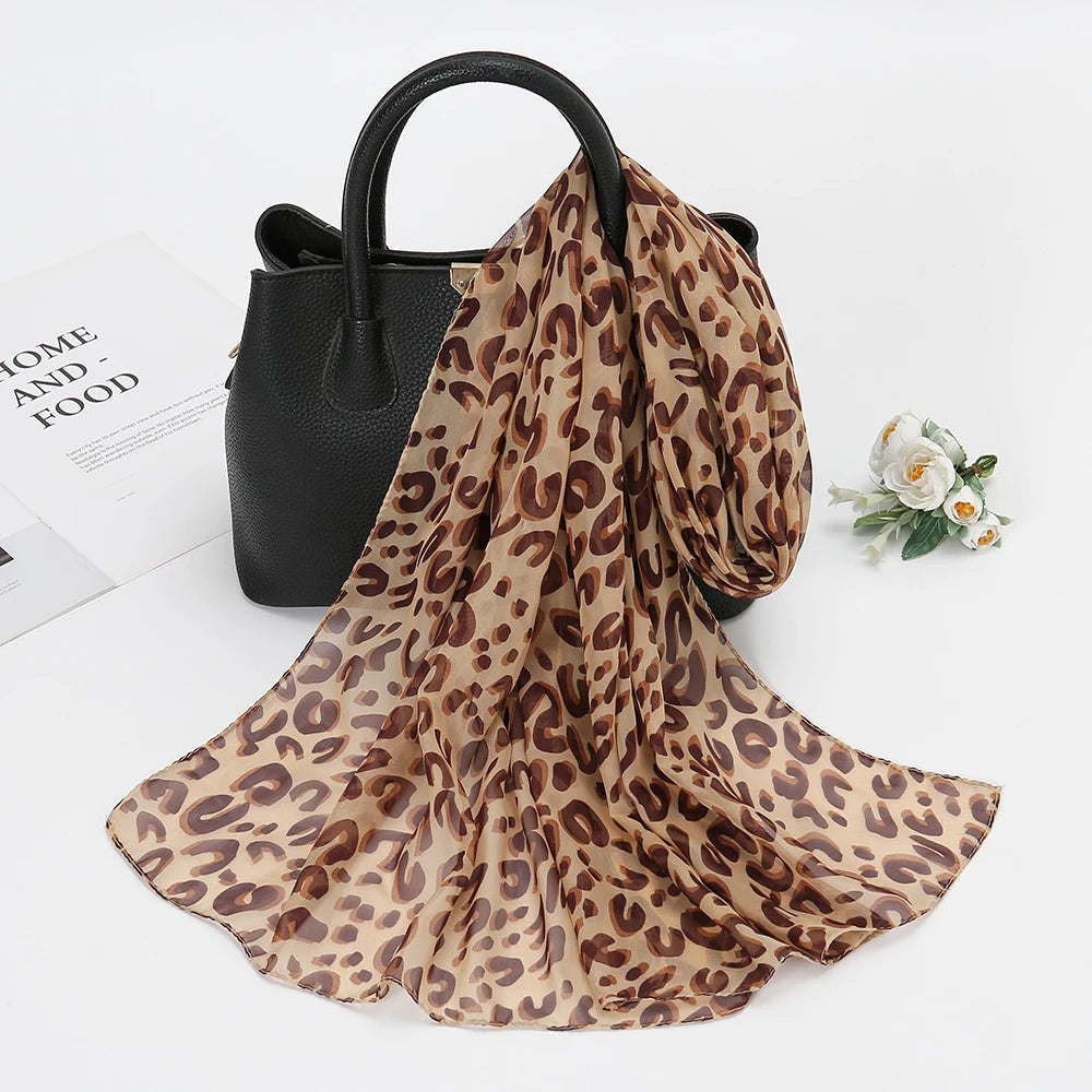 Leopard Print Chiffon Scarf Shawl