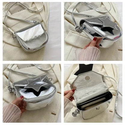 Pentagram Crossbody Shoulder Bag, Patent Leather