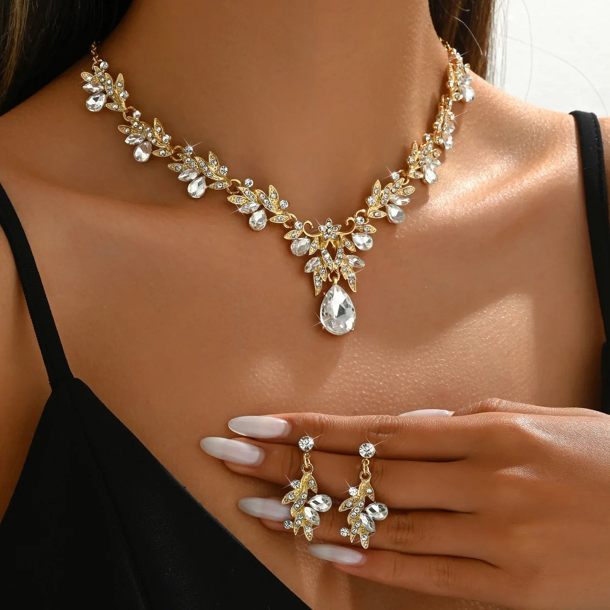 Necklace Earrings Set  Crystal