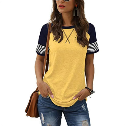 Short Sleeve Striped Tunic Tops