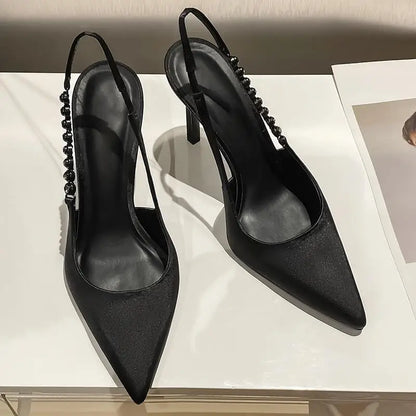 High Heels Slingback Silver Party Dress Shoes