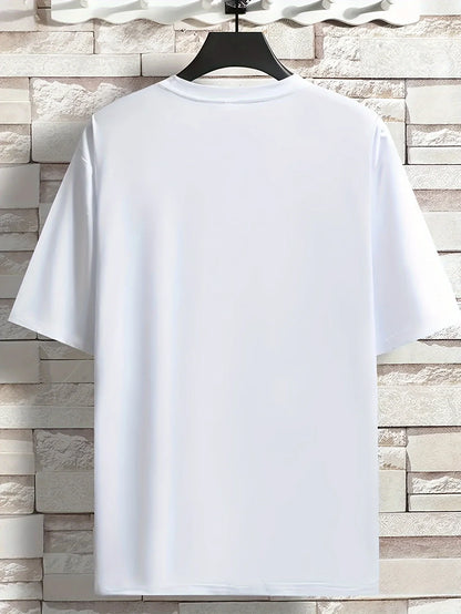 Plus Size Men's Casual T-Shirt with Print