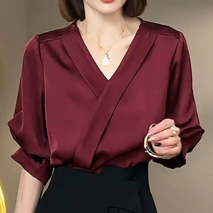 Women's Blouse V-neck Shirt