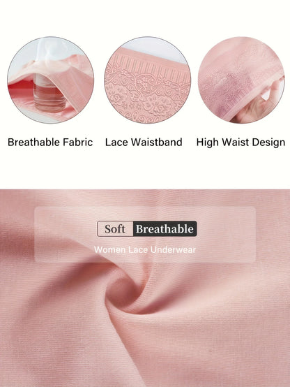 4 pcs jacquard high waist panties Belly Control hip lift
