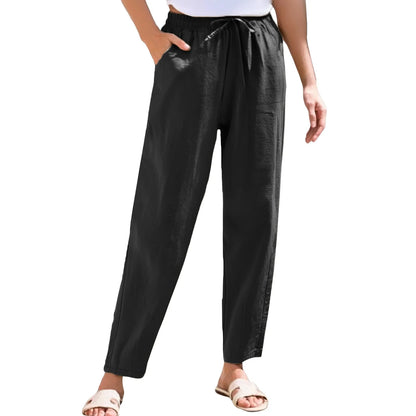 Women Cropped Pants Cotton Linen