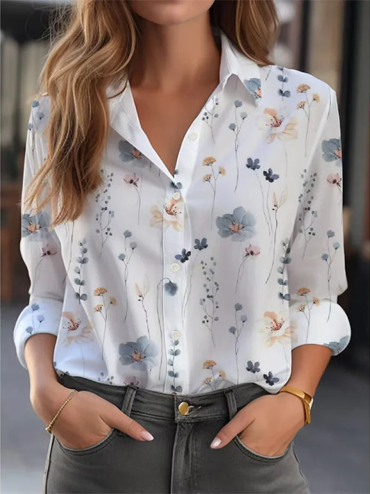 Plus Size Loose Long Sleeve Shirt Elegant