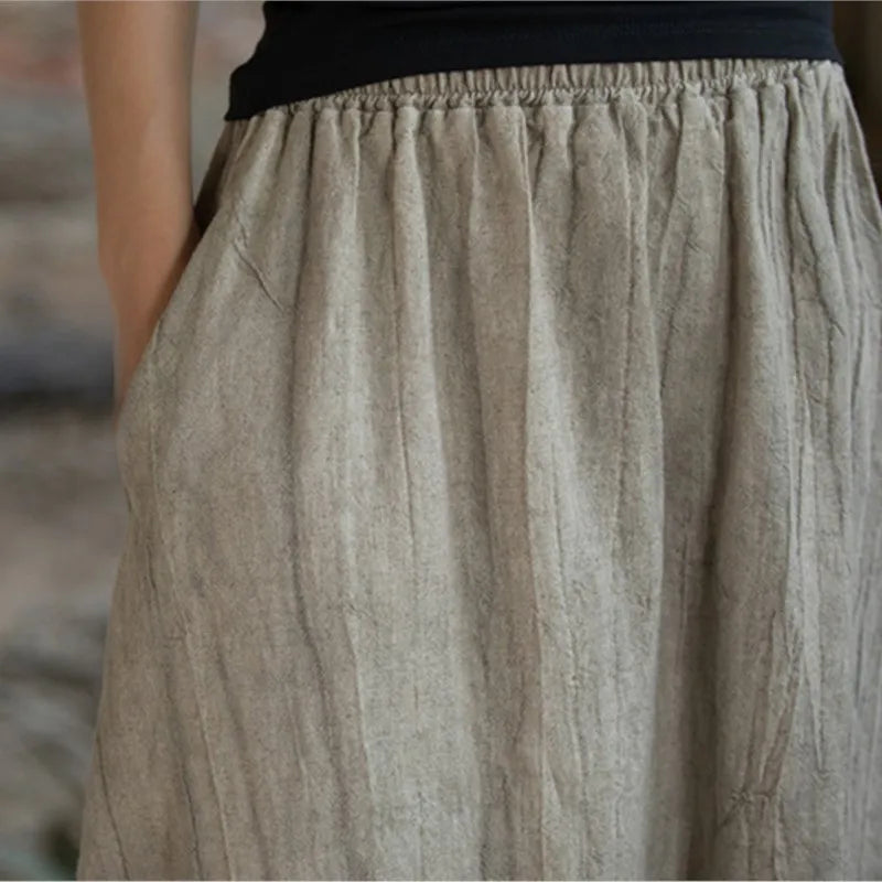 A-Line Skirt Elastic Waist Pockets
