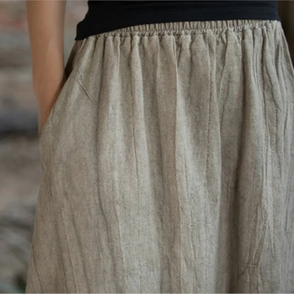 A-Line Skirt Elastic Waist Pockets