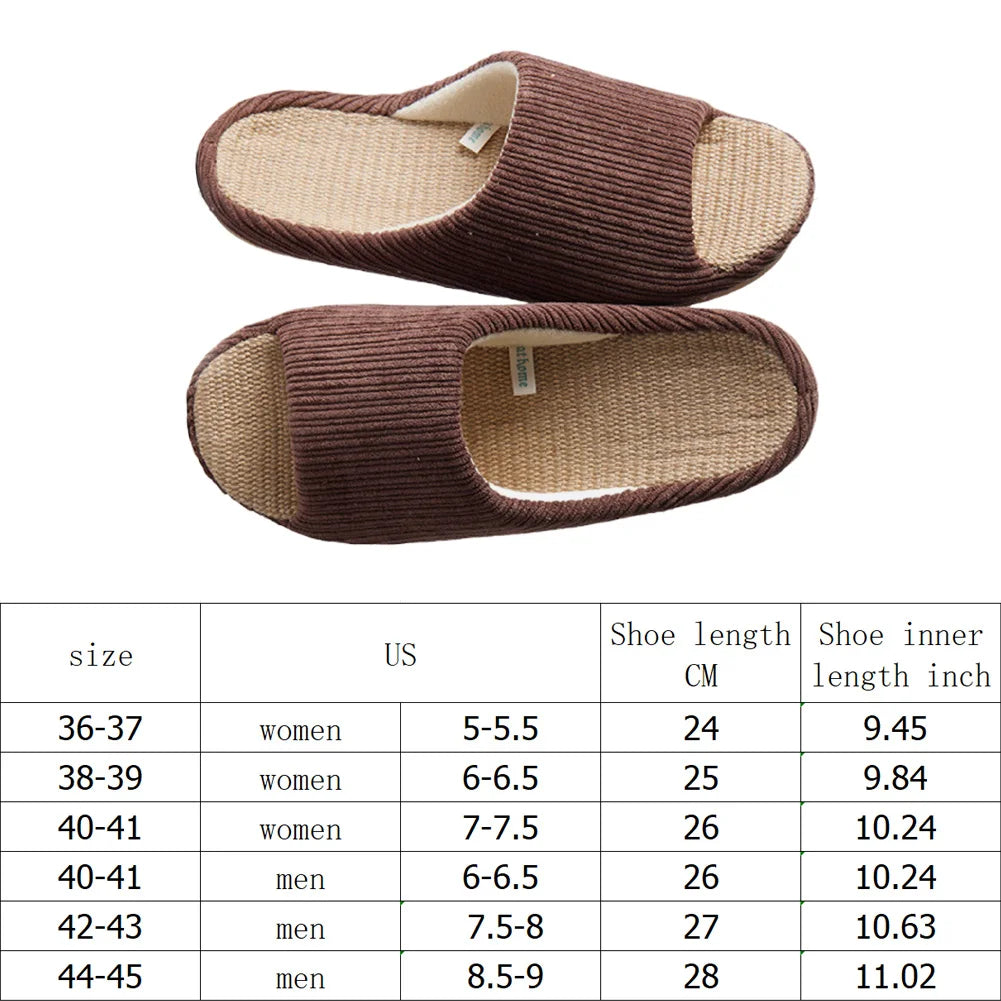 Gray  38-39 only Unisex House Slippers Corduroy