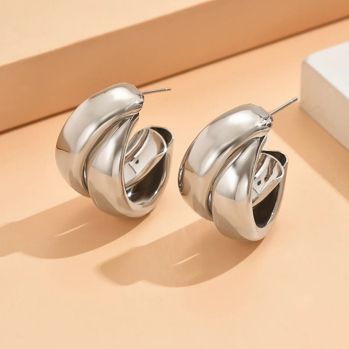 Stainless Steel Chunky Hoop Earrings