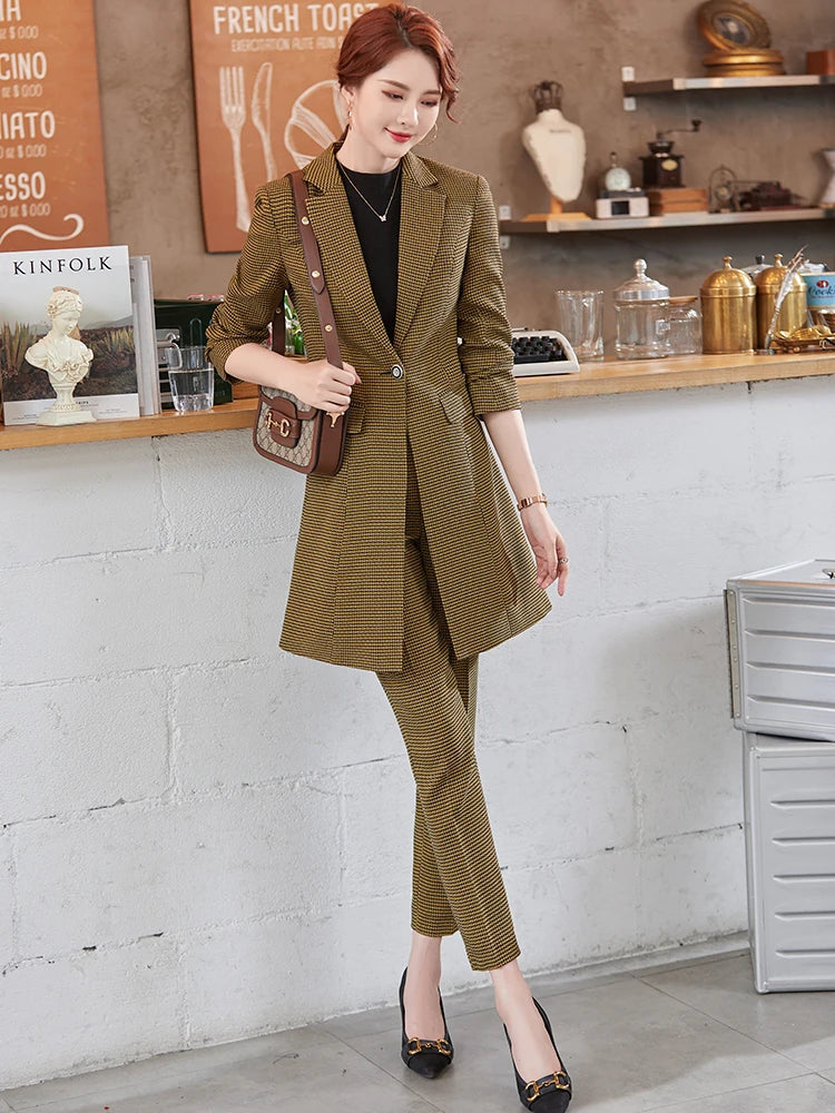 2 Piece Suit  Yellow Gray Red Plaid