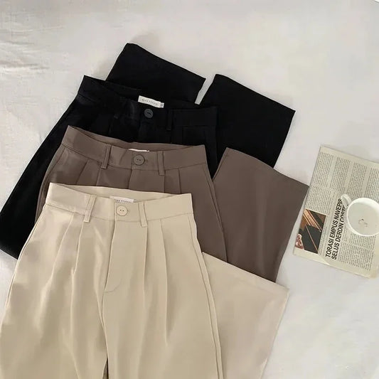 High Waist Office Suit Pants Fall Straight