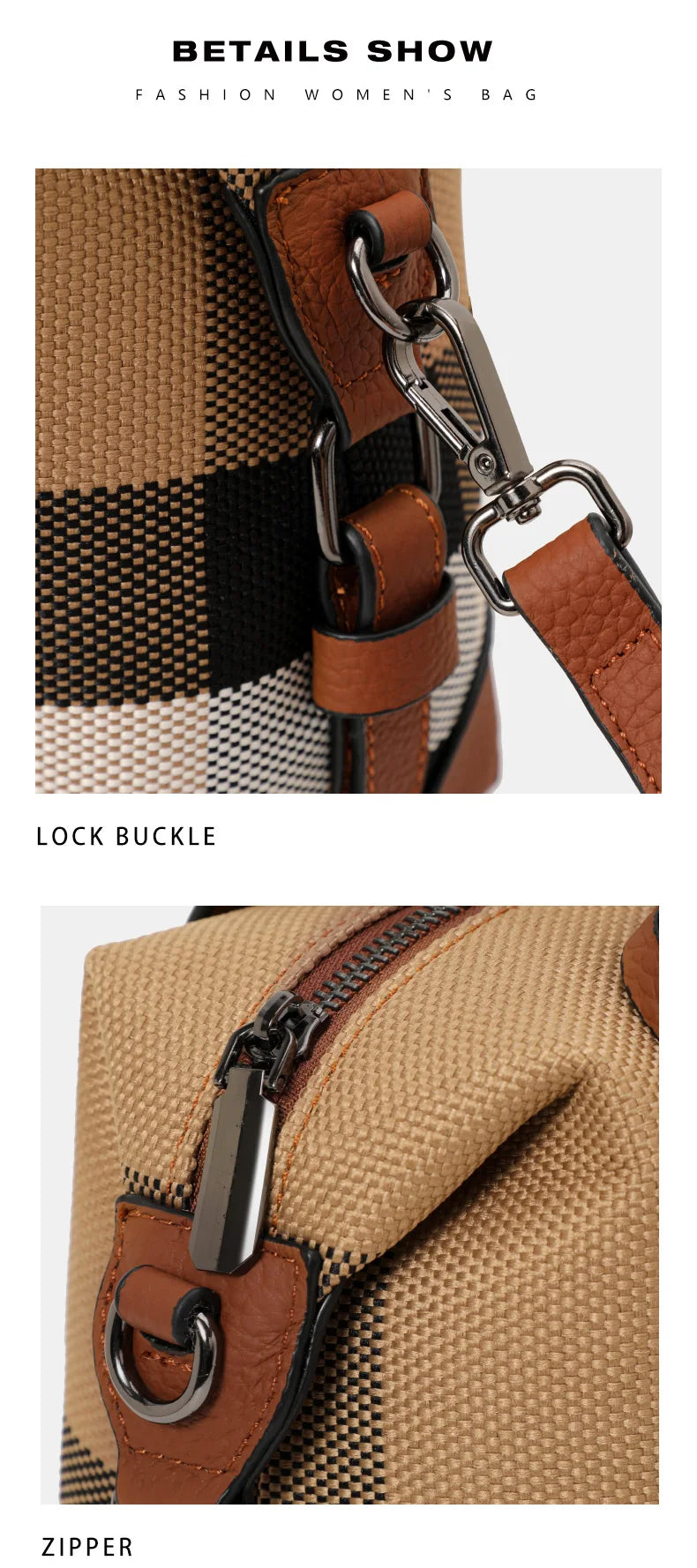 Exquisite women's bag canvas and leather