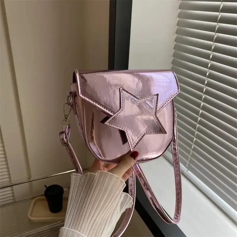 Pentagram Crossbody Shoulder Bag, Patent Leather