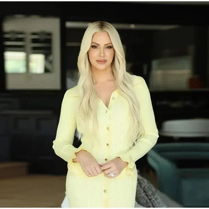 Winter Knitted Dress Long Sleeve Ruffles