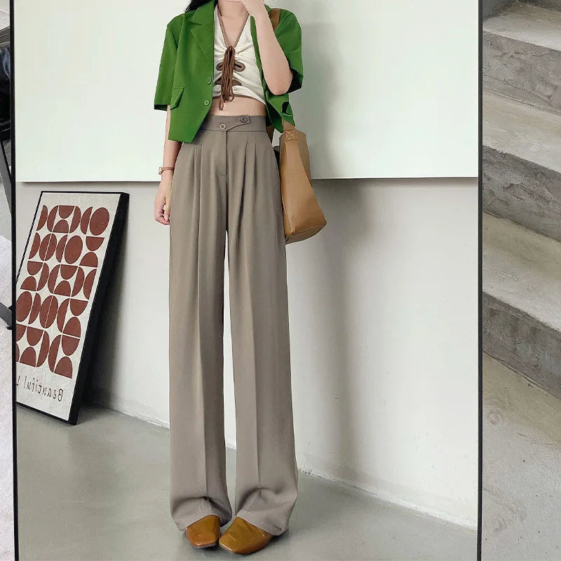 Wide Office Trousers  High Waist