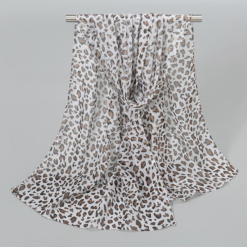 Leopard Print Chiffon Scarf Shawl