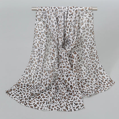 Leopard Print Chiffon Scarf Shawl
