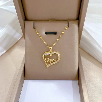 Stainless Steel Zirconia Gold Color Necklace